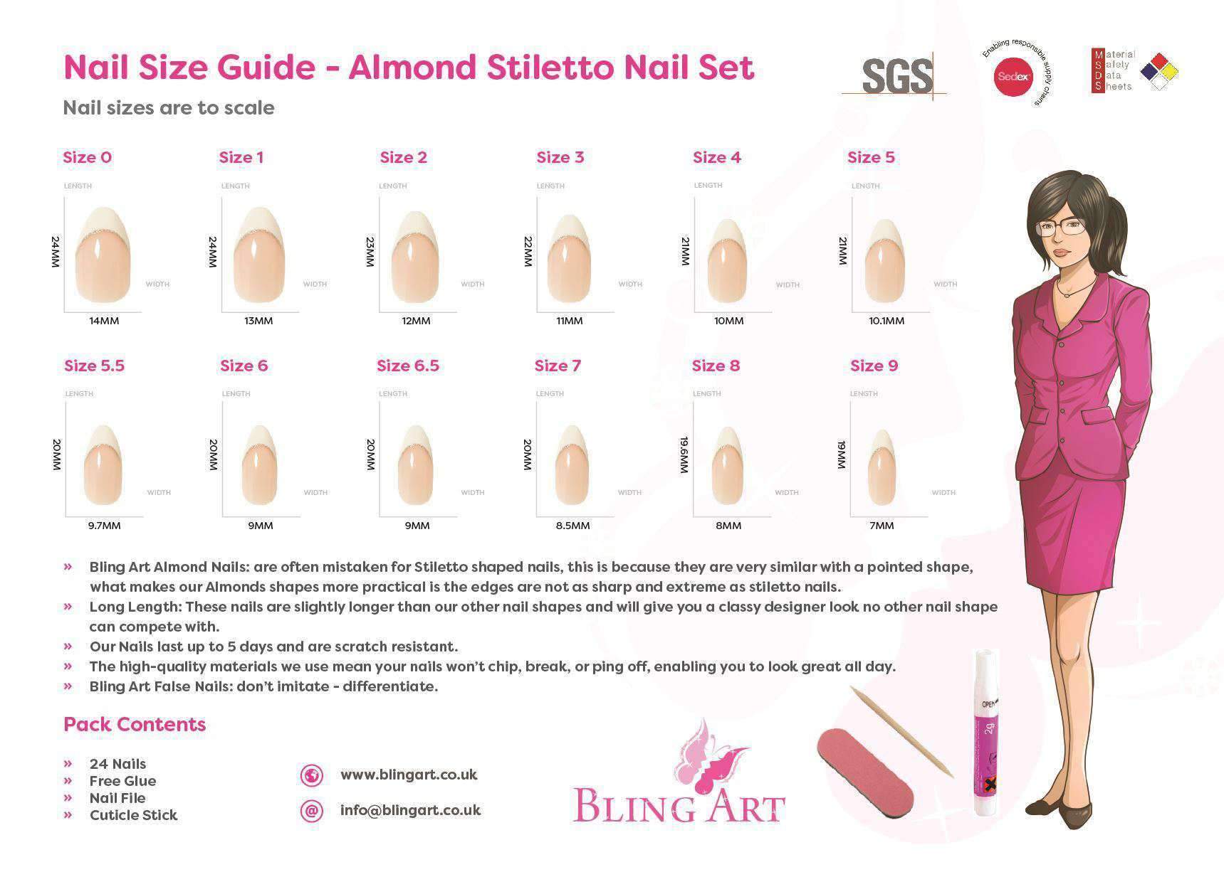 False Nails by Bling Art Purple Matte Almond Stiletto 24 Fake Long