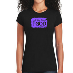 Womens Graphic T-shirt, All Glory Belongs To God, Lavender