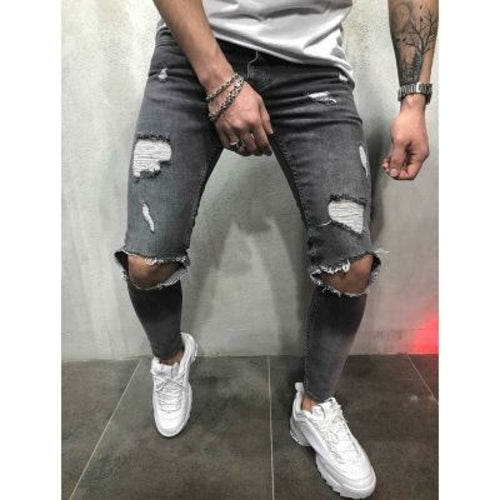 2018 new fashion Men Jeans Stretch Destroyed Ripped Design Fashion