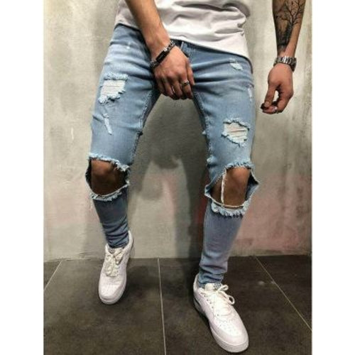 2018 new fashion Men Jeans Stretch Destroyed Ripped Design Fashion