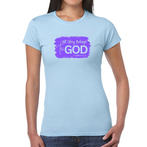 Womens Graphic T-shirt, All Glory Belongs To God, Lavender