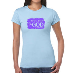 Womens Graphic T-shirt, All Glory Belongs To God, Lavender