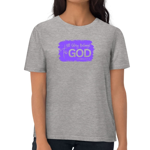 Womens Graphic T-shirt, All Glory Belongs To God, Lavender