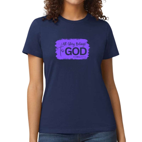 Womens Graphic T-shirt, All Glory Belongs To God, Lavender