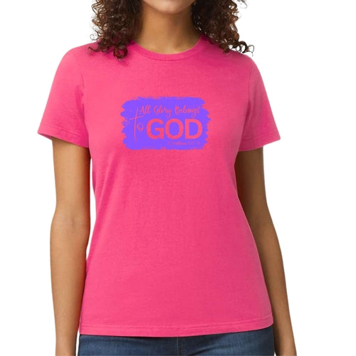 Womens Graphic T-shirt, All Glory Belongs To God, Lavender