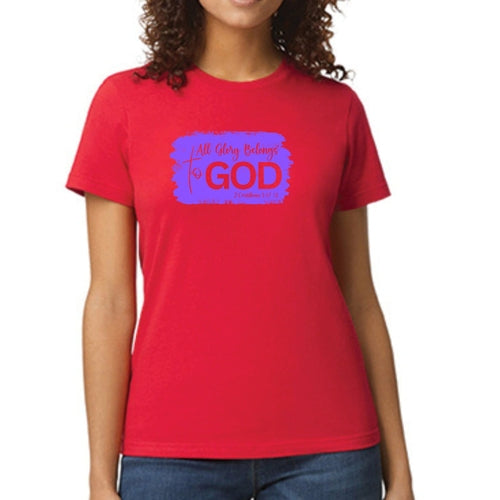 Womens Graphic T-shirt, All Glory Belongs To God, Lavender