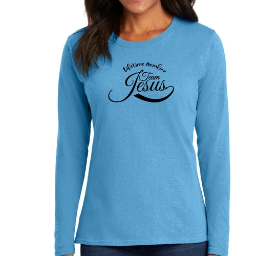 Womens Long Sleeve Graphic T-shirt, Lifetime Member Team Jesus